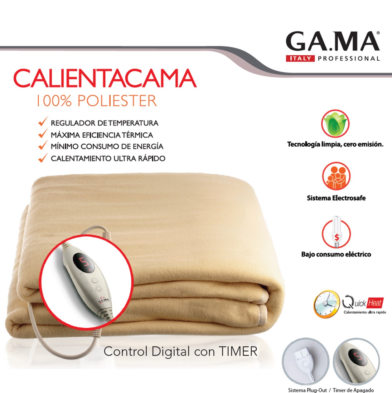 100% POLYESTER SINGLE CONTROL DIGITAL TIMER