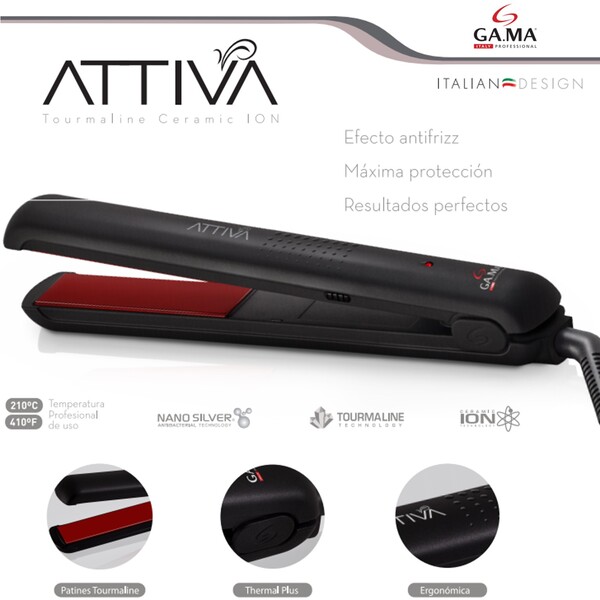 PACK GAMA ALISADOR ATTIVA + ONDULADOR 19 MM + SECADOR DIAMOND