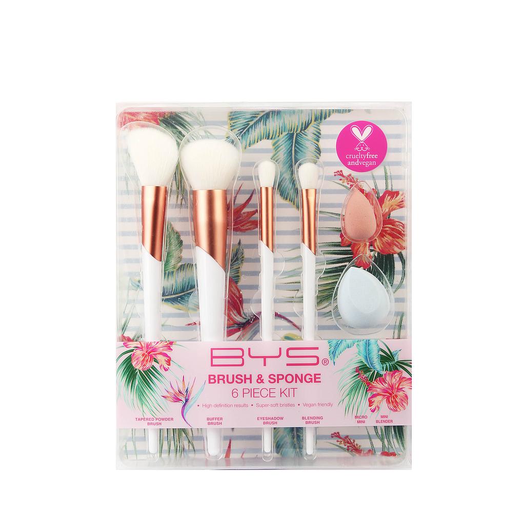 BYS MALIBU SET DE 6 BROCHAS Y ESPONJA